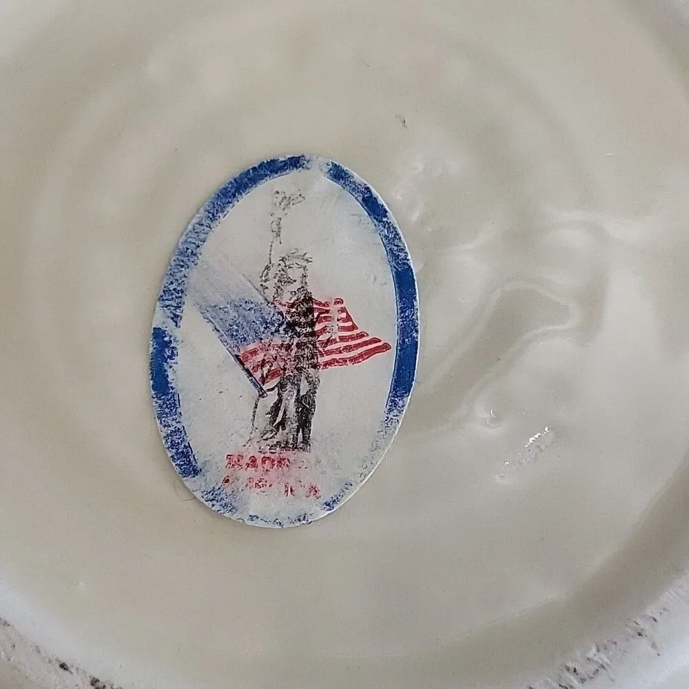 VINTAGE Friendship Pottery‎ Roseville OH Pitcher Blue Stripe & Geese Cottagecore